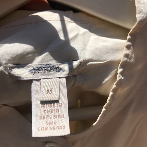 J-Crew Silk Cream Button Down Top, Size Medium - Picture 8 of 10
